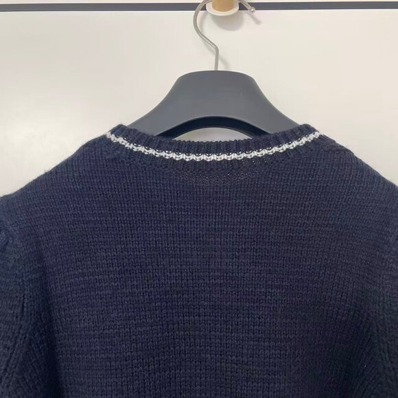 Christian Dior Short-Sleeved Sweater Navy Blue Cashmere and Wool Knit - Picture 11 of 14